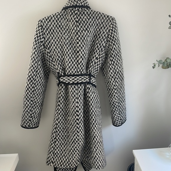 DKNY Plaid Wool Long Coat - Picture 3 of 5